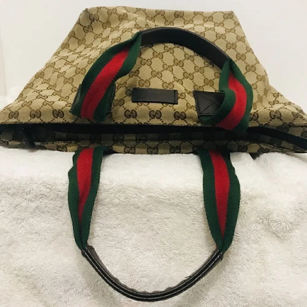 Gucci Gg canvas tote with web straps